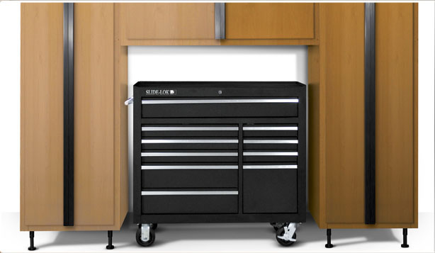 Banco de trabajo  Tool storage cabinets, Garage design, Garage storage  organization